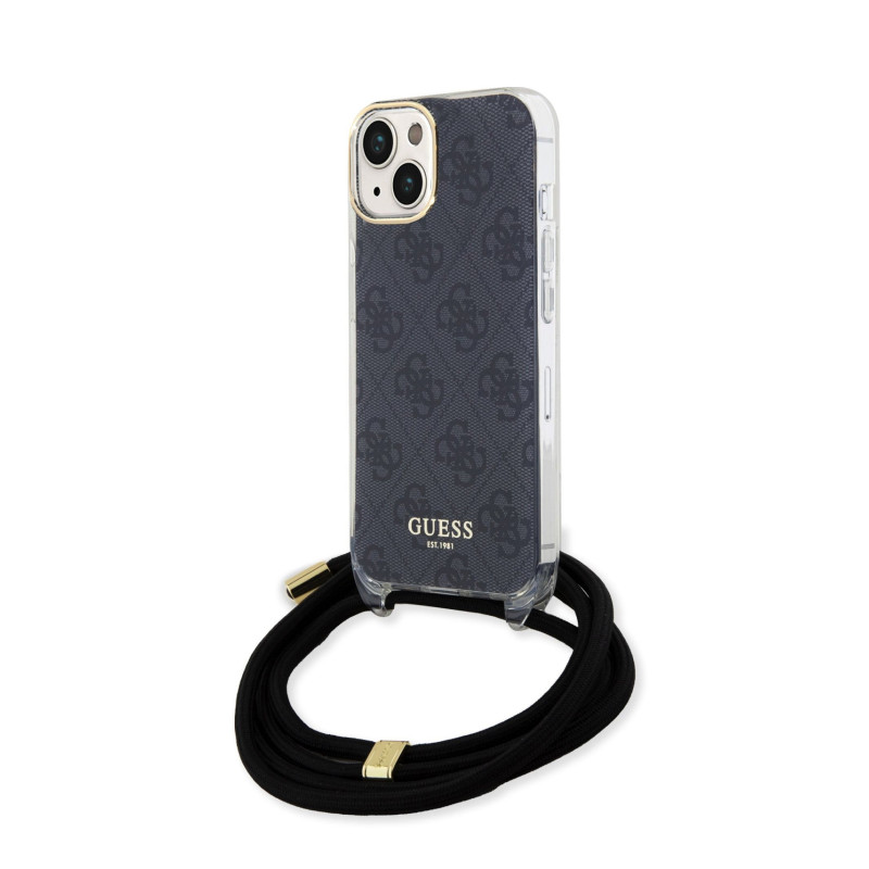 Guess IML 4G Printed Crossbody Case for iPhone 15 black