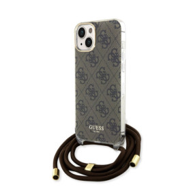 Guess IML 4G Printed Crossbody Case for iPhone 15 brown