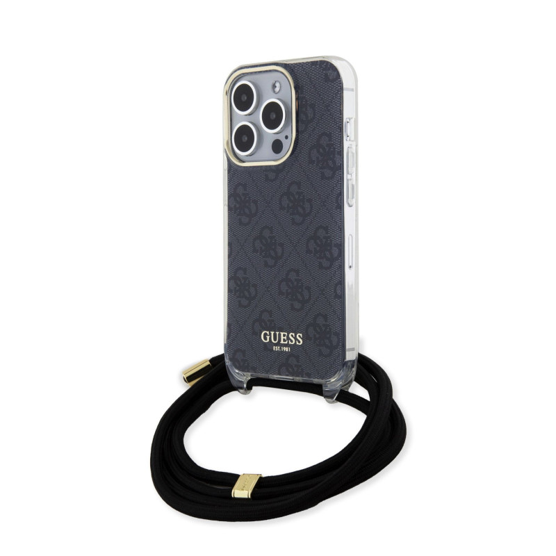 Guess IML 4G Printed Crossbody Case for iPhone 15 Pro schwarz