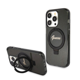 Guess IML Ring Stand Glitter MagSafe Case for iPhone 15 Pro black