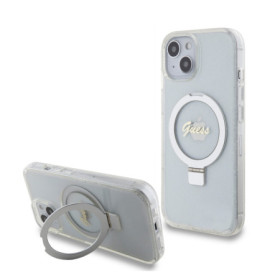 Guess IML Ring Stand Glitter MagSafe Case for iPhone 15 transparent