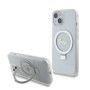 Guess IML Ring Stand Glitter MagSafe pouzdro pro iPhone 15 transparentní