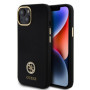 Guess Liquid Silicone 4G Strass Metal Logo Case for iPhone 15 fekete