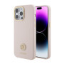 Guess Liquid Silicone 4G Strass Metal Logo pouzdro pro iPhone 15 Pro Max růžová