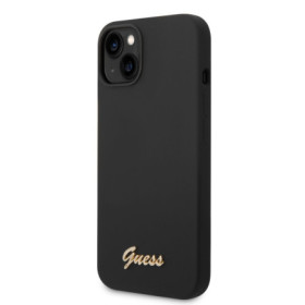 Guess Liquid Silicone Metal Logo pouzdro pro iPhone 14 Plus černá