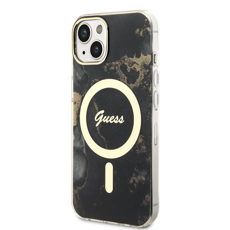 Guess Marble IML MagSafe Kompatibilní pouzdro pro iPhone 13 černá
