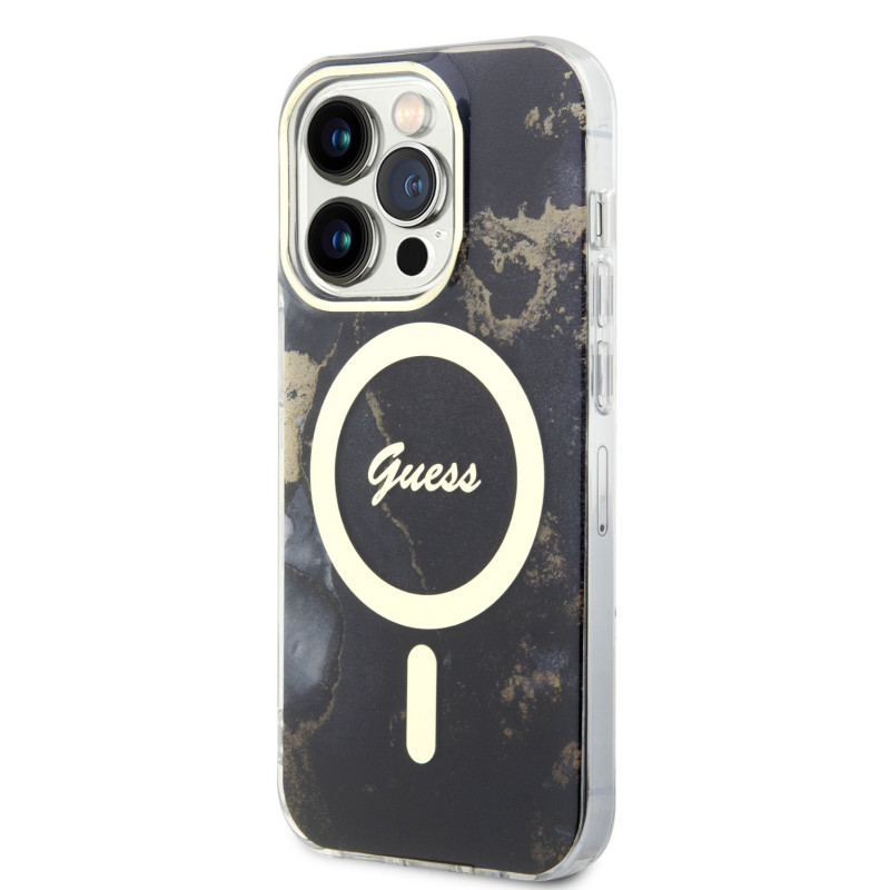 Guess Marble IML MagSafe Kompatibilní pouzdro pro iPhone 13 Pro černá