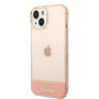 Guess PC/TPU Camera Outline Translucent Case for iPhone 14 Plus pink