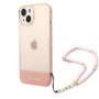 Guess PC/TPU Camera Outline Translucent Case with Strap for iPhone 14 Plus pink