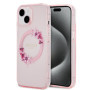 Guess PC/TPU Flowers Ring Glossy Logo MagSafe Case for iPhone 15 pink