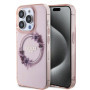 Guess PC/TPU Flowers Ring Glossy Logo MagSafe Case for iPhone 15 Pro Max pink