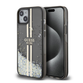 Guess PC/TPU Liquid Glitter Stripe Case for iPhone 15 Plus schwarz