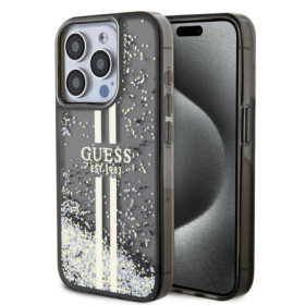 Guess PC/TPU Liquid Glitter Stripe Case for iPhone 15 Pro black
