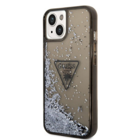 Guess PC/TPU Liquid Glitter Triangle Logo pouzdro pro iPhone 14 Plus černá