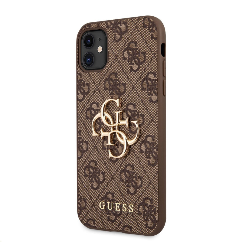 Guess PU 4G Metal Logo pouzdro pro iPhone 11 hnědá