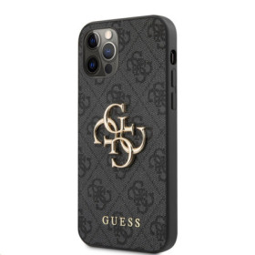 Guess PU 4G Metal Logo pouzdro pro iPhone 12 Pro Max šedá