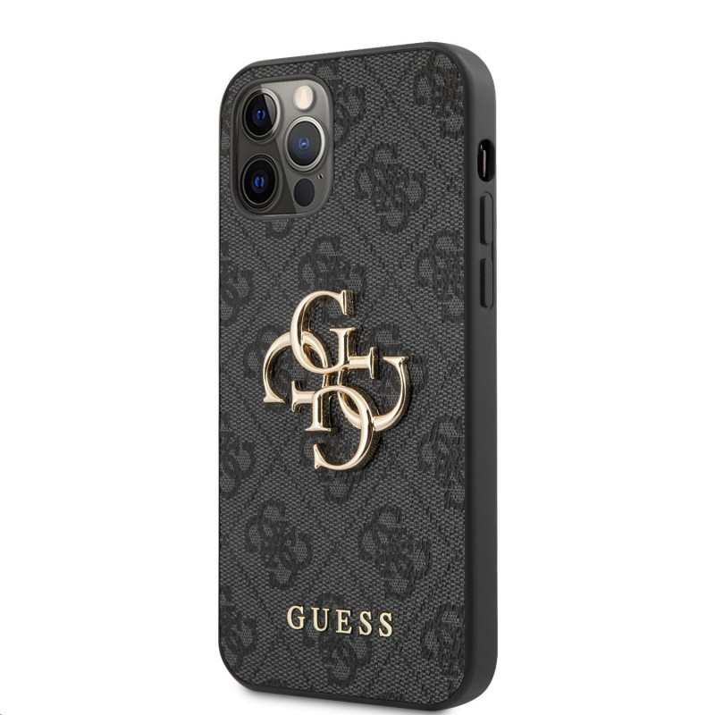 Guess PU 4G Metal Logo Case for iPhone 12 Pro Max grau