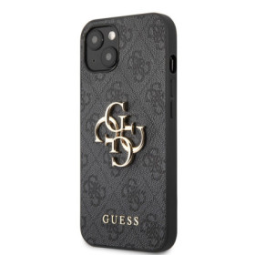 Guess PU 4G Metal Logo pouzdro pro iPhone 13 šedá