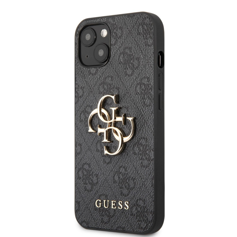 Guess PU 4G Metal Logo pouzdro pro iPhone 13 šedá