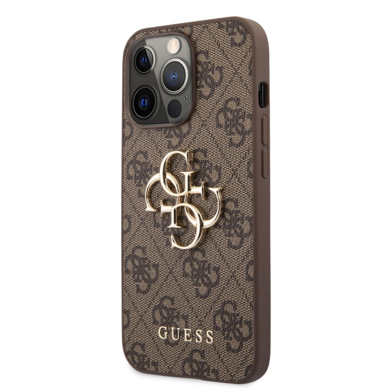 Guess PU 4G Metal Logo Case for iPhone 13 Pro braun
