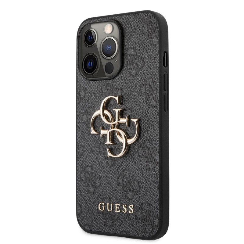 Guess PU 4G Metal Logo Case for iPhone 13 Pro Max gray
