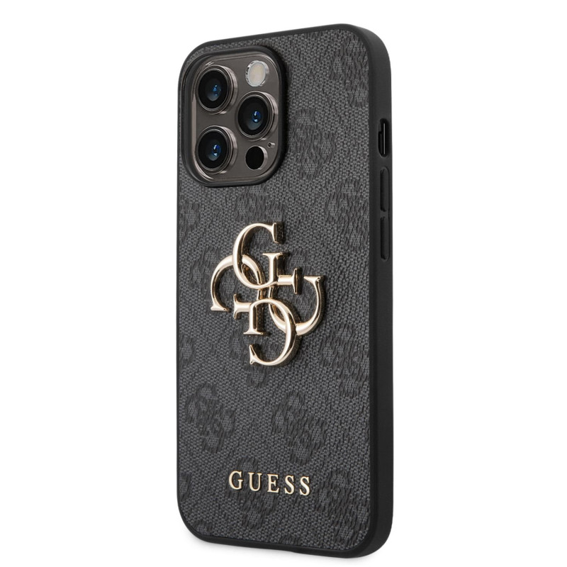 Guess PU 4G Metal Logo Case for iPhone 14 Pro Max grau
