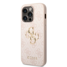 Guess PU 4G Metal Logo pouzdro pro iPhone 14 Pro Max růžová