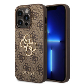Guess PU 4G Metal Logo pouzdro pro iPhone 15 Pro Max hnědá