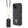 Guess PU 4G Strass Triangle Metal Logo Case + Crossbody Strap for iPhone 15 schwarz