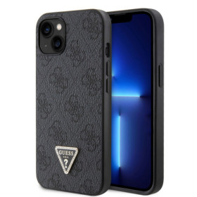 Guess PU 4G Strass Triangle Metal Logo Case for iPhone 15 black