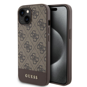 Guess PU 4G Stripe MagSafe Case for iPhone 15 brown