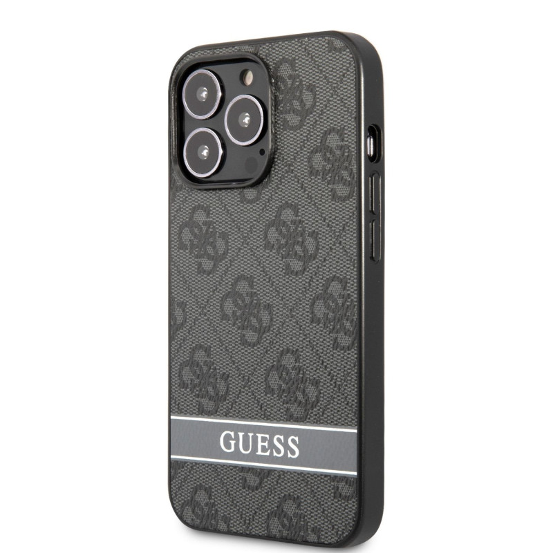 Guess PU 4G Stripe pouzdro pro iPhone 13 Pro šedá