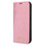Guess PU Croco with Metal Camera Outline Book Case for iPhone 14 Plus pink