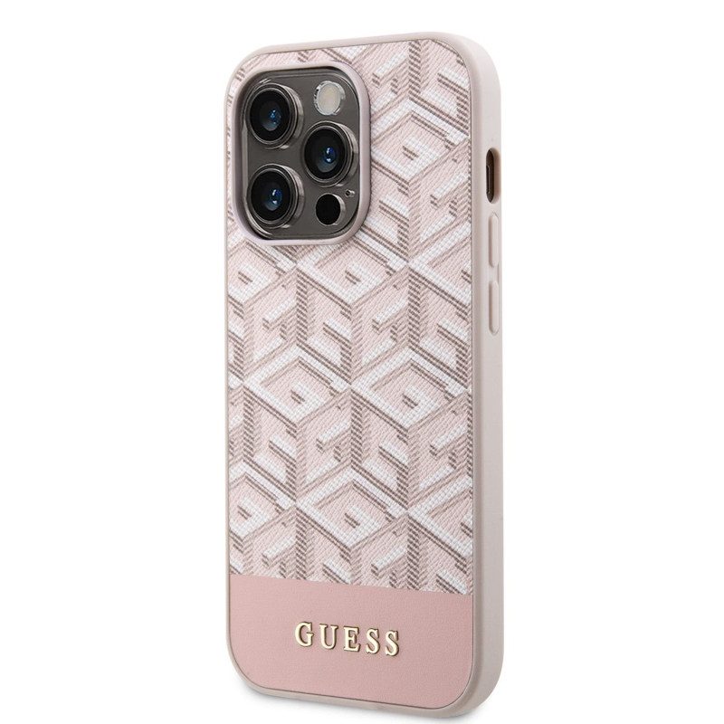 Guess PU G Cube MagSafe Case for Phone 14 Pro pink
