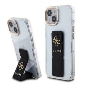 Guess PU Grip Stand 4G Metal Logo pouzdro pro iPhone 15 černá