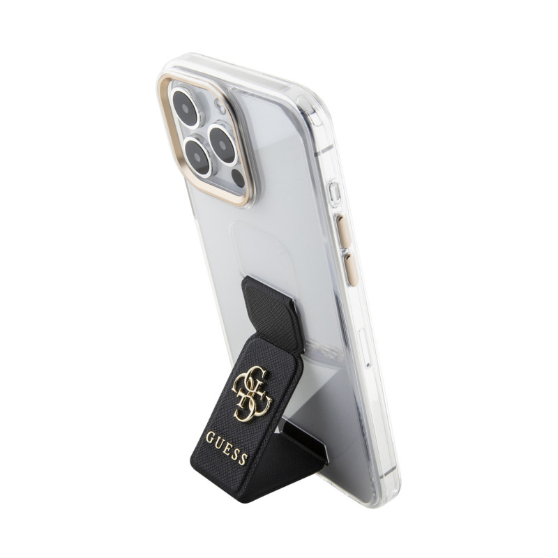 Guess PU Grip Stand 4G Metal Logo Case for iPhone 15 Pro Max schwarz