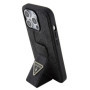 Guess PU Grip Stand 4G Strass Triangle Metal Logo Case for iPhone 15 Pro black