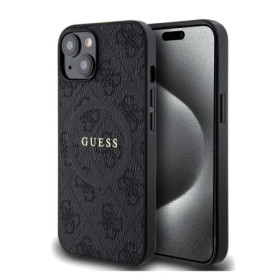 Guess PU Leather 4G Colored Ring MagSafe Case for iPhone 14 black