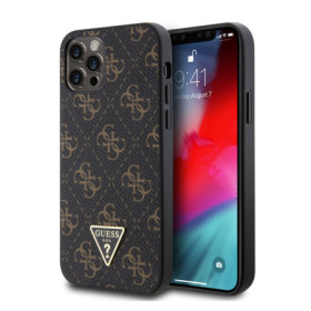 Guess PU Leather 4G Triangle Metal Logo Case for iPhone 12/12 Pro schwarz