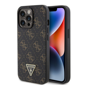Guess PU Leather 4G Triangle Metal Logo Case for iPhone 13 black
