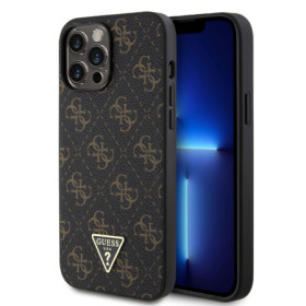 Guess PU Leather 4G Triangle Metal Logo Case for iPhone 13 Pro Max schwarz