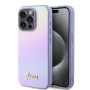 Guess PU Leather Iridescent Metal Script Case for iPhone 15 Pro violett