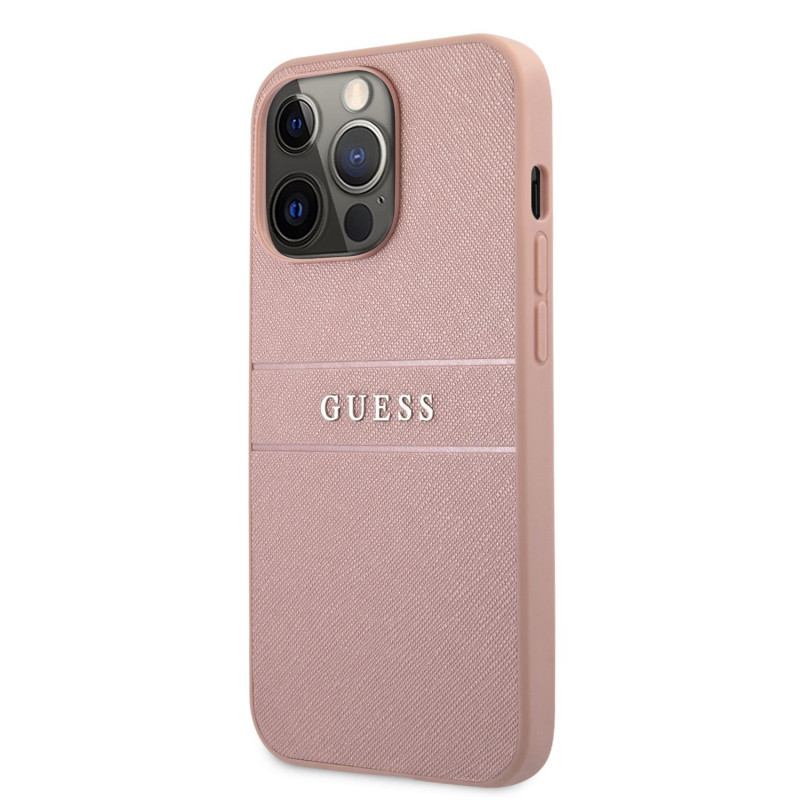 Guess PU Leather Saffiano Case for iPhone 13 Pro pink