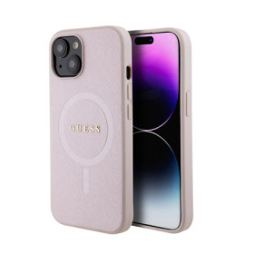 Guess PU Saffiano MagSafe Case for iPhone 15 pink