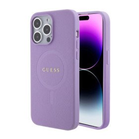 Guess PU Saffiano MagSafe pouzdro pro iPhone 15 Pro Max fialová