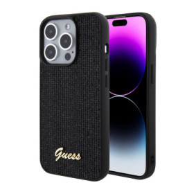 Guess PU Square Mirror Script Logo Case for iPhone 15 Pro schwarz