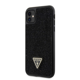 Guess Rhinestones Triangle Metal Logo Case for iPhone 11 black