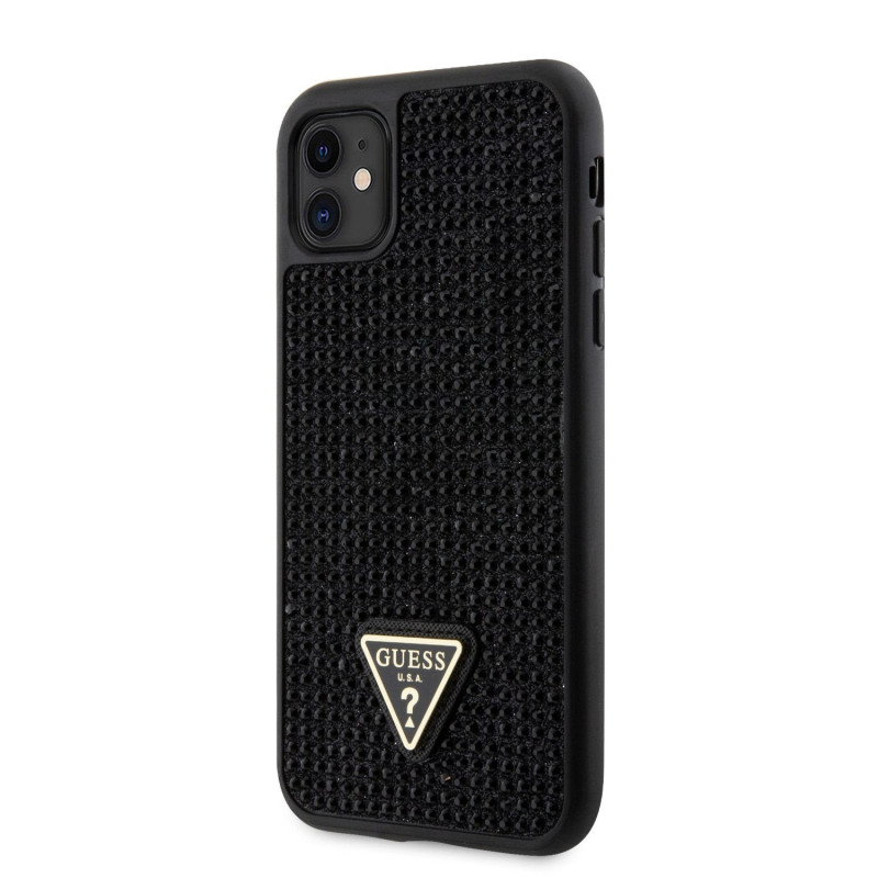 Guess Rhinestones Triangle Metal Logo pouzdro pro iPhone 11 černá