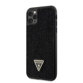 Guess Rhinestones Triangle Metal Logo pouzdro pro iPhone 11 Pro černá