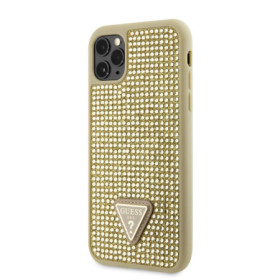 Guess Rhinestones Triangle Metal Logo Case for iPhone 11 Pro gold